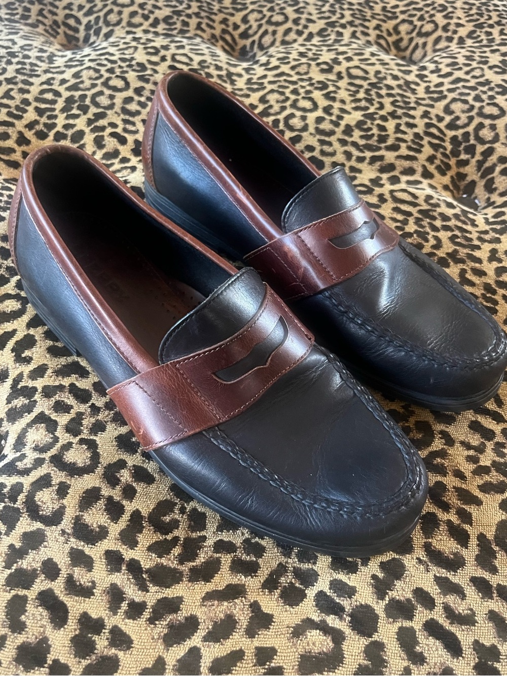 SPERRY TOPSIDER Men's Black/Brown Penny Loafer/Driving Moc Men's SZ 11W